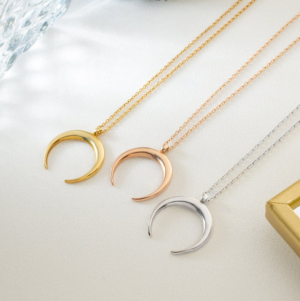 Crescent Necklace Upside Moon Necklace Upside Down Crescent Moon