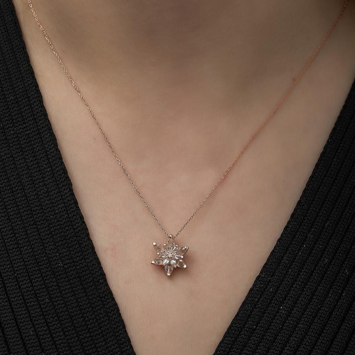 Lotus Flower Necklace • Diamond Lotus Necklace • Lotus Necklace Silver - Trending Silver Gifts