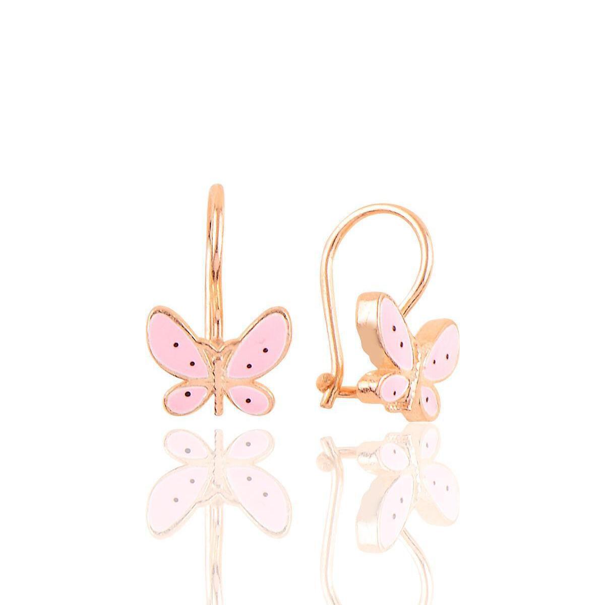 Pink Butterfly Earrings Gold • Butterfly Earrings Dangl,• Gift For Her - Trending Silver Gifts