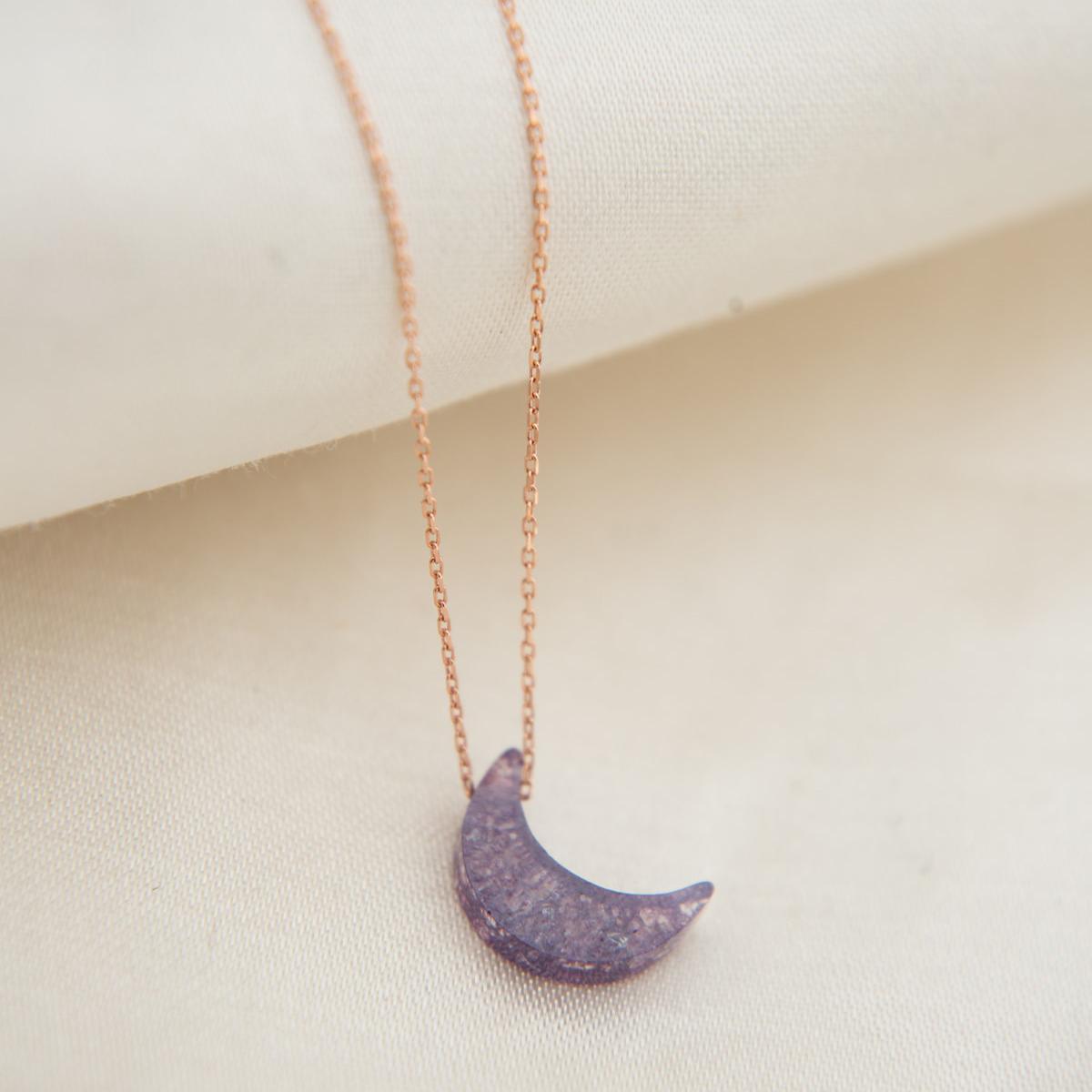 Crescent Amethyst Birthstone Necklaces • Crescent Moon Necklace Rose - Trending Silver Gifts