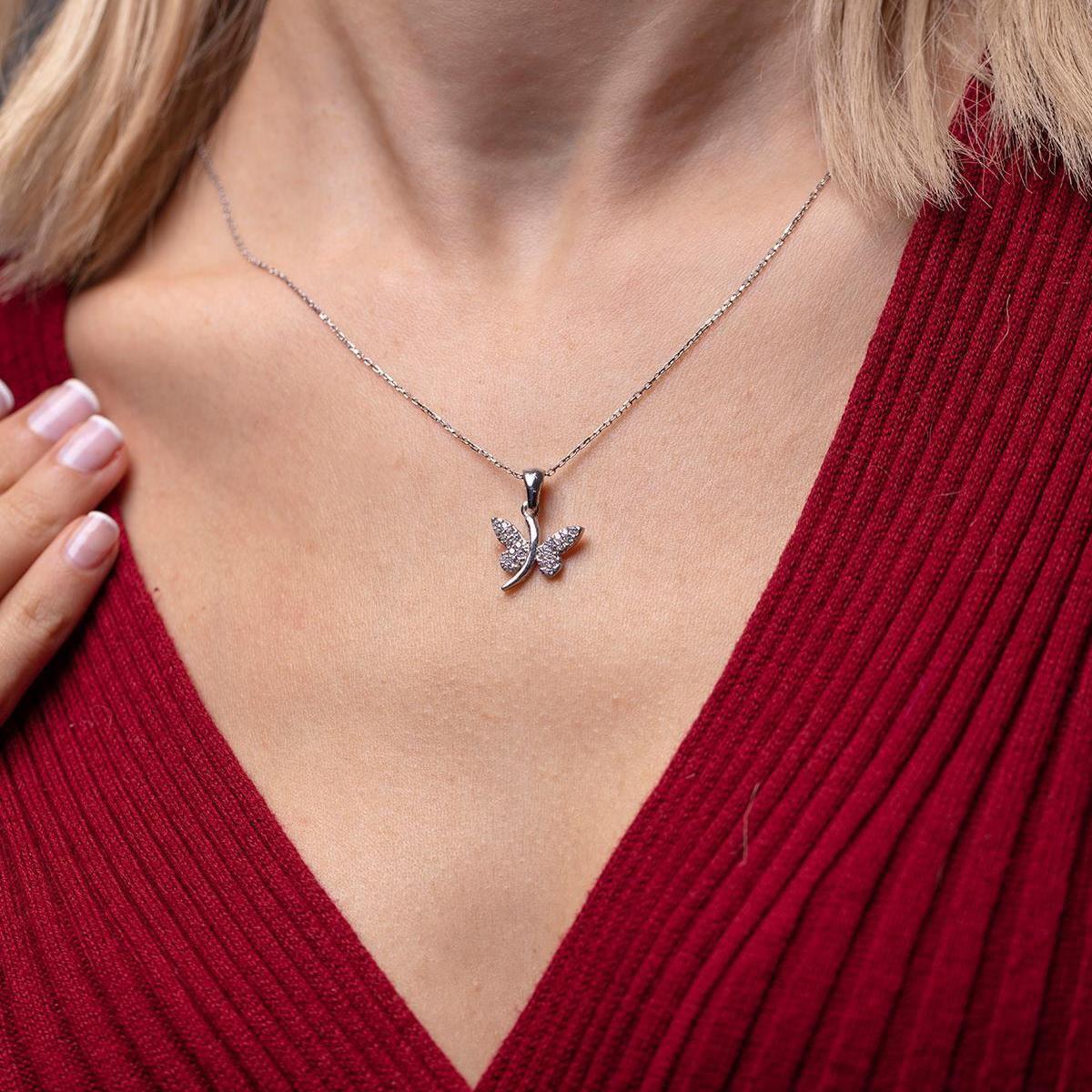 Butterfly Diamond Necklace • Butterfly Cz Diamond Necklace - Trending Silver Gifts