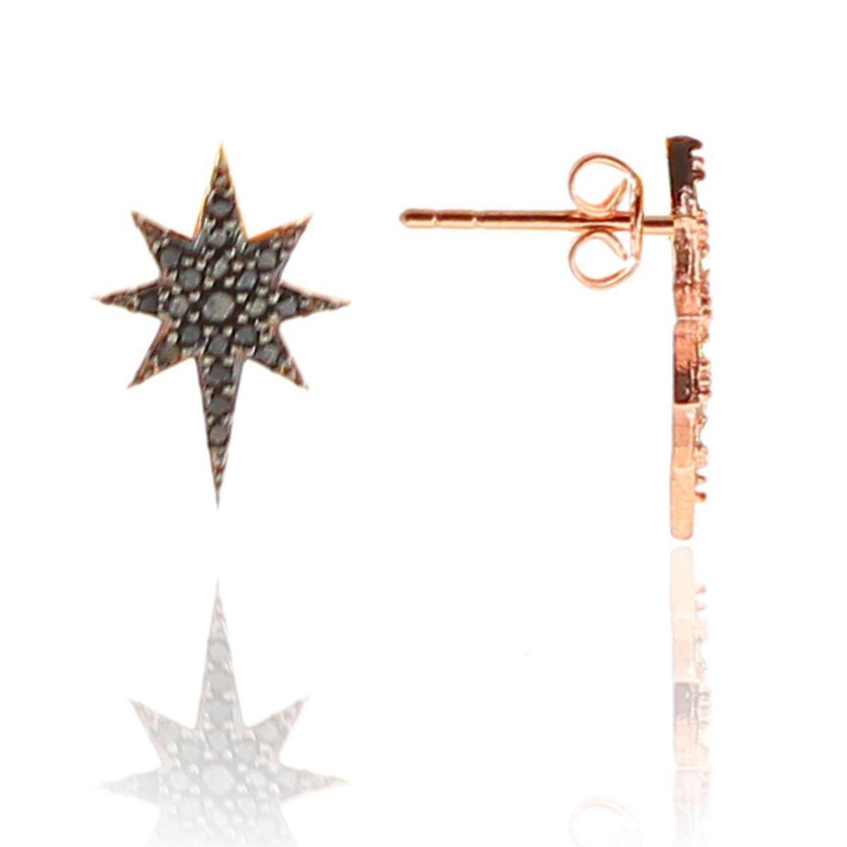 North Star Stud Earrings • Black Zircon Earrings • Gift For Wife - Trending Silver Gifts