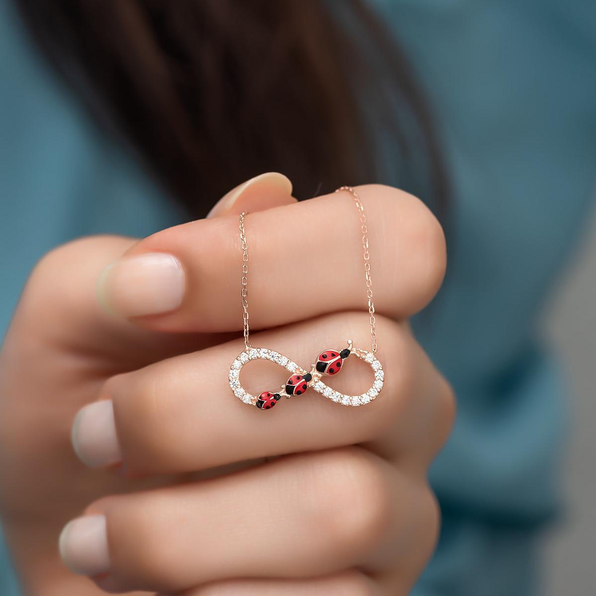 Diamond Infinity Ladybug Necklace • Ladybug Diamond Infinity Necklace - Trending Silver Gifts