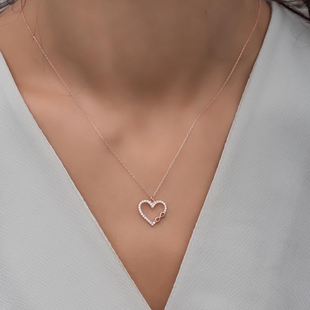 Rose Gold Tiny Infinity Necklace • Infinity Symbol Heart Necklace - Trending Silver Gifts
