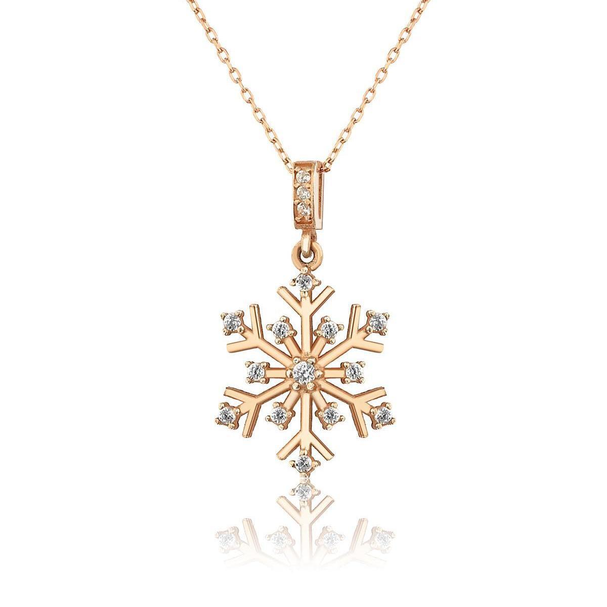 Snowflake Pendant Necklace • Cz Diamond Snowflake Necklace - Trending Silver Gifts