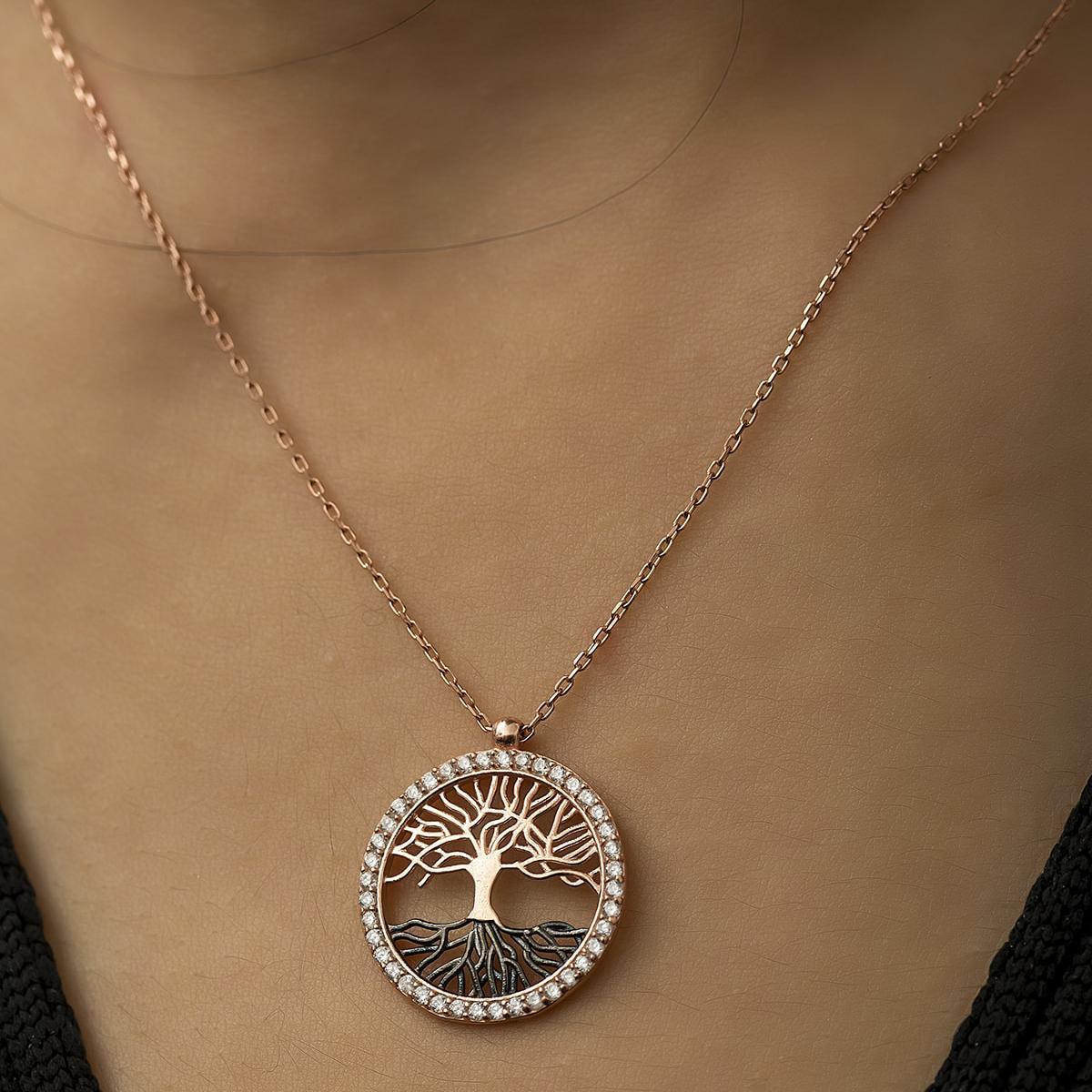 Rose Gold Tree Of Life Necklace