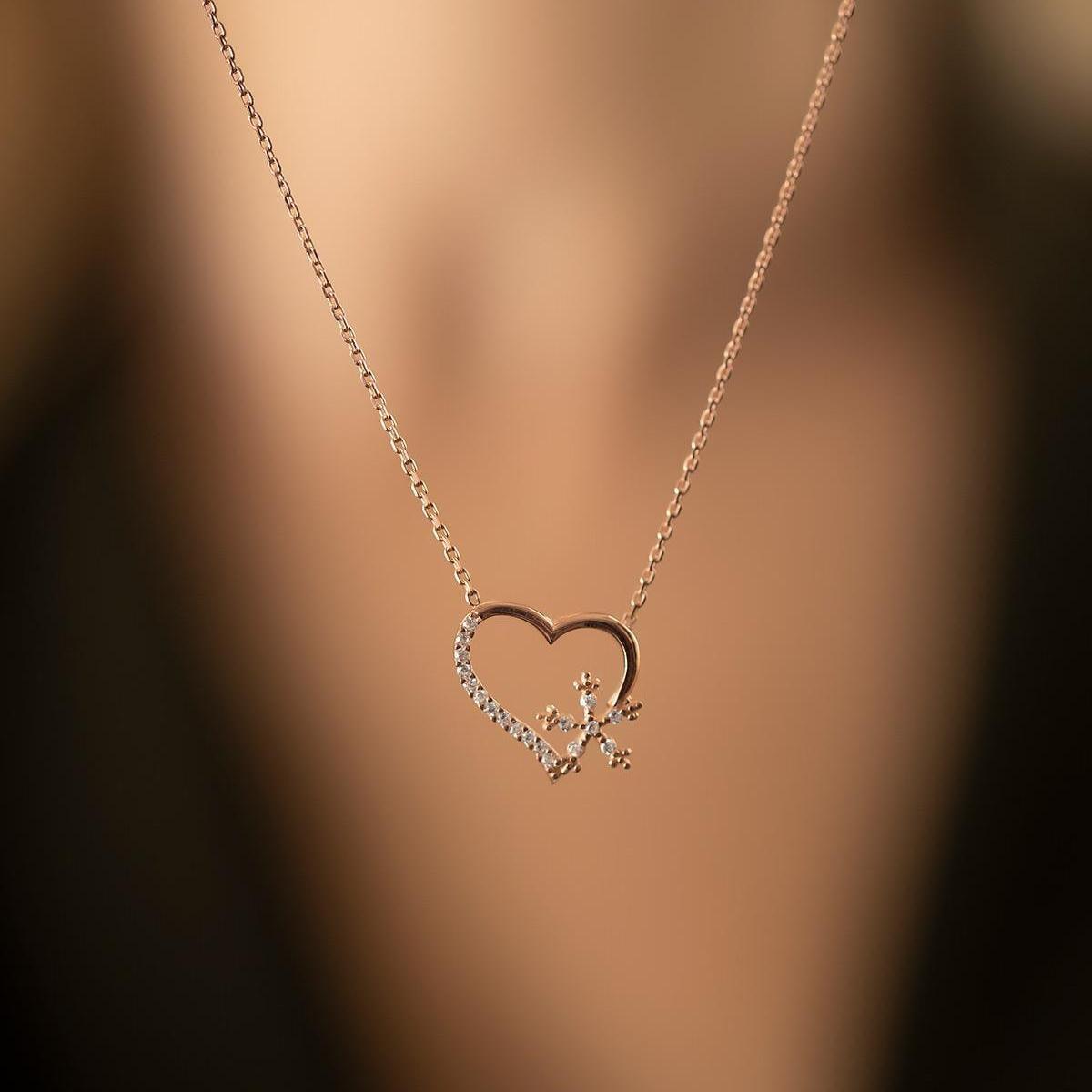 Heart Necklace Diamond • Snowflake Necklace Diamond • 925 Cz Necklace - Trending Silver Gifts