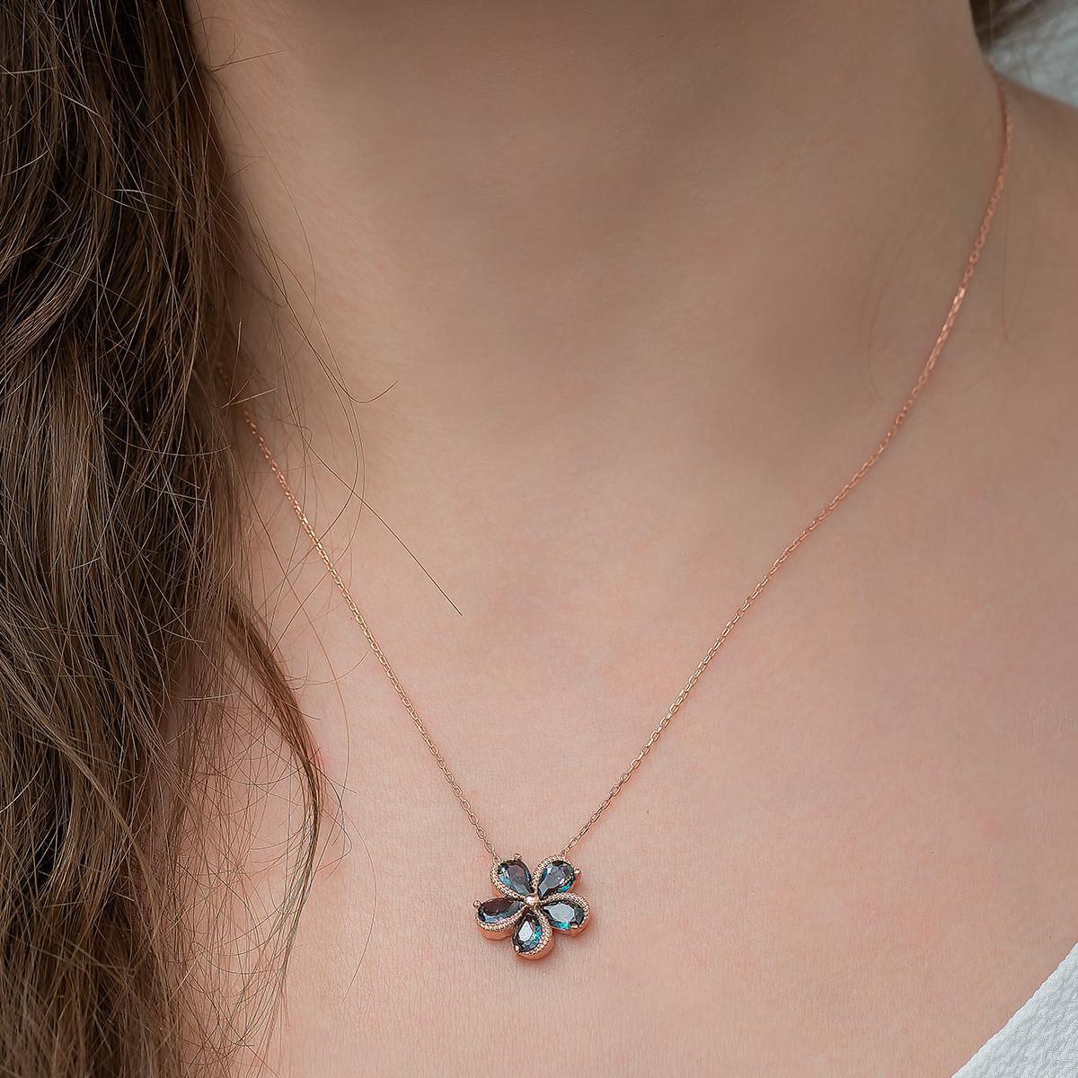 Mystic Topaz Diamond Flower Necklace • November Birthstone Necklace - Trending Silver Gifts