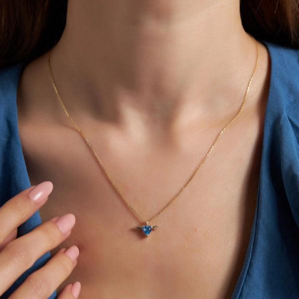Aquamarine Heart Pendant Necklace • Heart Shaped Aquamarine Necklace - Trending Silver Gifts
