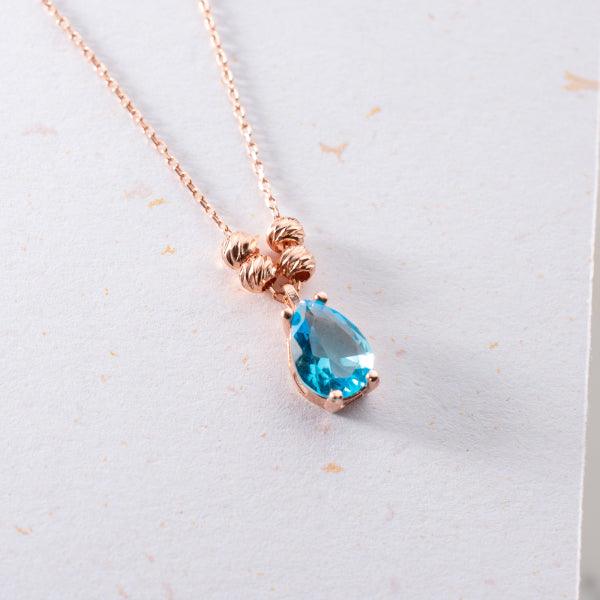 March Birthstone Necklace • Aquamarine Necklace Silver • Gift For Her - Trending Silver Gifts