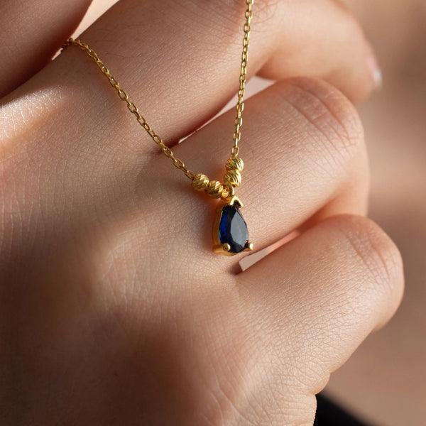Sapphire Necklace Gold • Birthstone Necklace For Mom • Gift For Her - Trending Silver Gifts