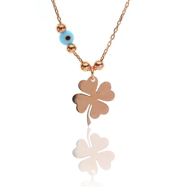 Four Leaf Clover Necklace • Evil Eye Necklace Gold, Luck Necklace Gold - Trending Silver Gifts