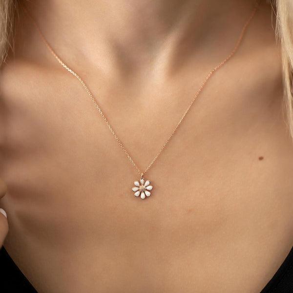 Daisy Flower Necklace, Daisy Pendant Necklace, Flower Pendant Necklace - Trending Silver Gifts