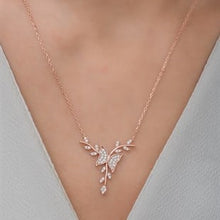 925 Silver Rose Butterfly Branch Necklace