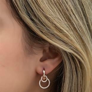 925 Silver Rose Gold Dangle Double Hoop Earrings