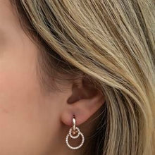 925 Silver Rose Gold Dangle Double Hoop Earrings