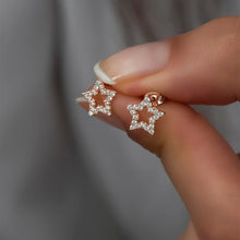 925 Silver Rose Zircon Star Earrings