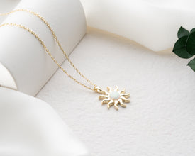 Moonstone Opal Silver Sun Necklaces For Women ¥ Gold Sun Opal Necklace