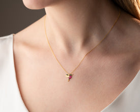 Silver Sparrow Necklace ¥ Hummingbird Necklace ¥ Ruby Bird Necklace