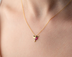 Silver Sparrow Necklace ¥ Hummingbird Necklace ¥ Ruby Bird Necklace