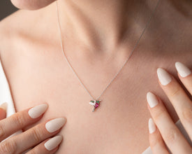 Silver Sparrow Necklace ¥ Hummingbird Necklace ¥ Ruby Bird Necklace