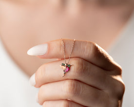 Silver Sparrow Necklace ¥ Hummingbird Necklace ¥ Ruby Bird Necklace