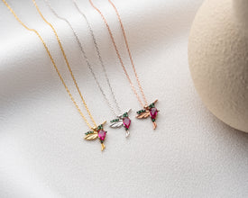 Silver Sparrow Necklace ¥ Hummingbird Necklace ¥ Ruby Bird Necklace