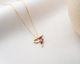 Silver Sparrow Necklace ¥ Hummingbird Necklace ¥ Ruby Bird Necklace