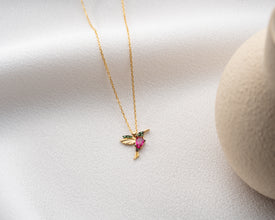 Silver Sparrow Necklace ¥ Hummingbird Necklace ¥ Ruby Bird Necklace