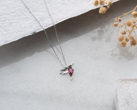 Silver Sparrow Necklace ¥ Hummingbird Necklace ¥ Ruby Bird Necklace