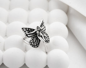 Silver Renaissance Angel Wings Ring ¥ Lucifer Adjustable Silver Ring