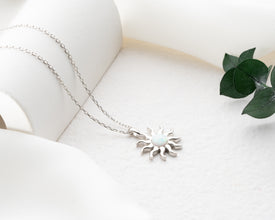 Moonstone Opal Silver Sun Necklaces For Women ¥ Gold Sun Opal Necklace