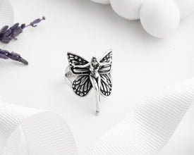 Silver Renaissance Angel Wings Ring ¥ Lucifer Adjustable Silver Ring