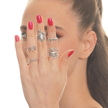 Adjustable Antique Silver-Plated Freedom-Themed Stackable Ring Set for Women