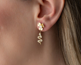 Vintage gold snake hoop earrings for gothic bridal accessories