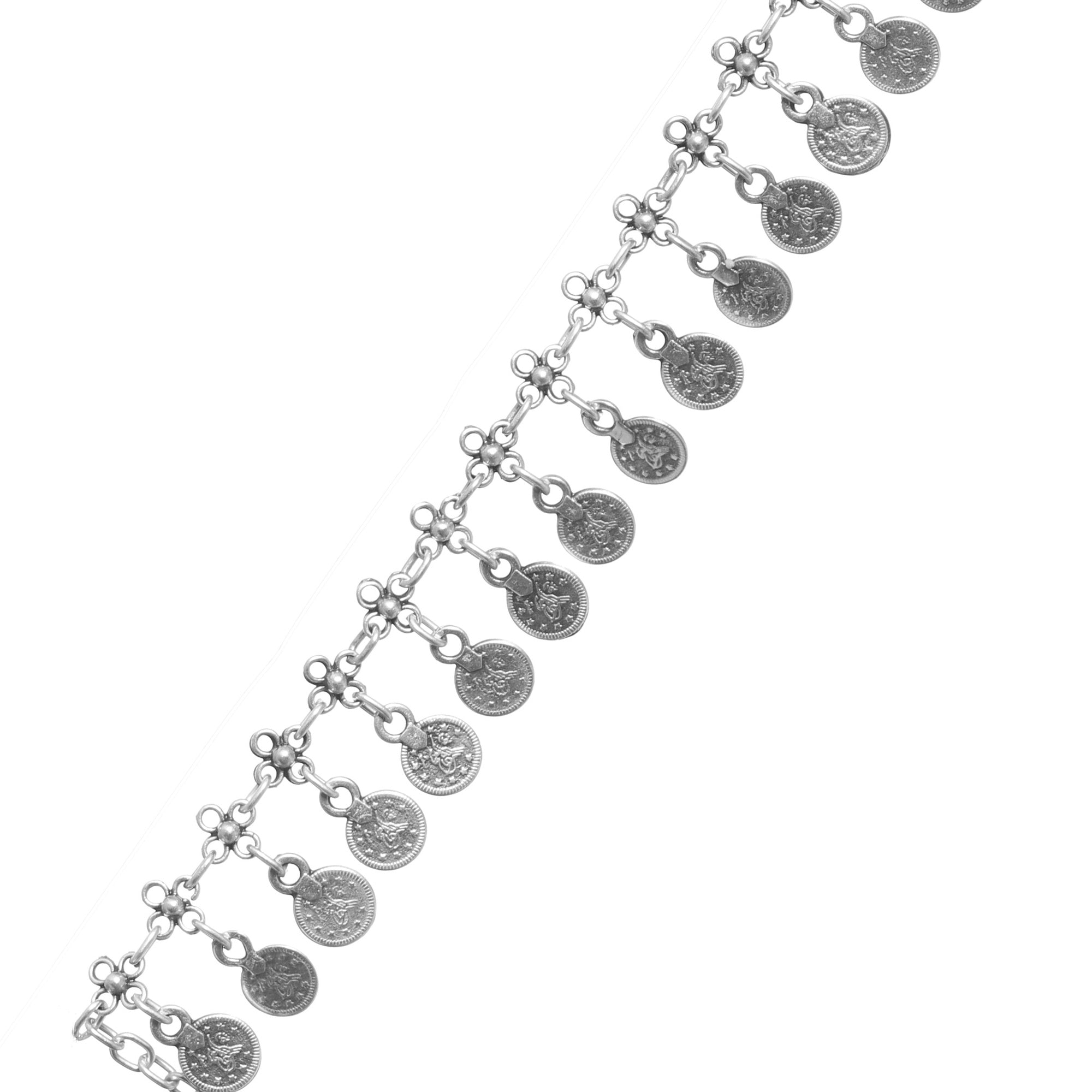 Elegant Antique Silver Plated Floral Style Women's Anklet