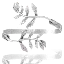 Silver leaf bracelet on a white background