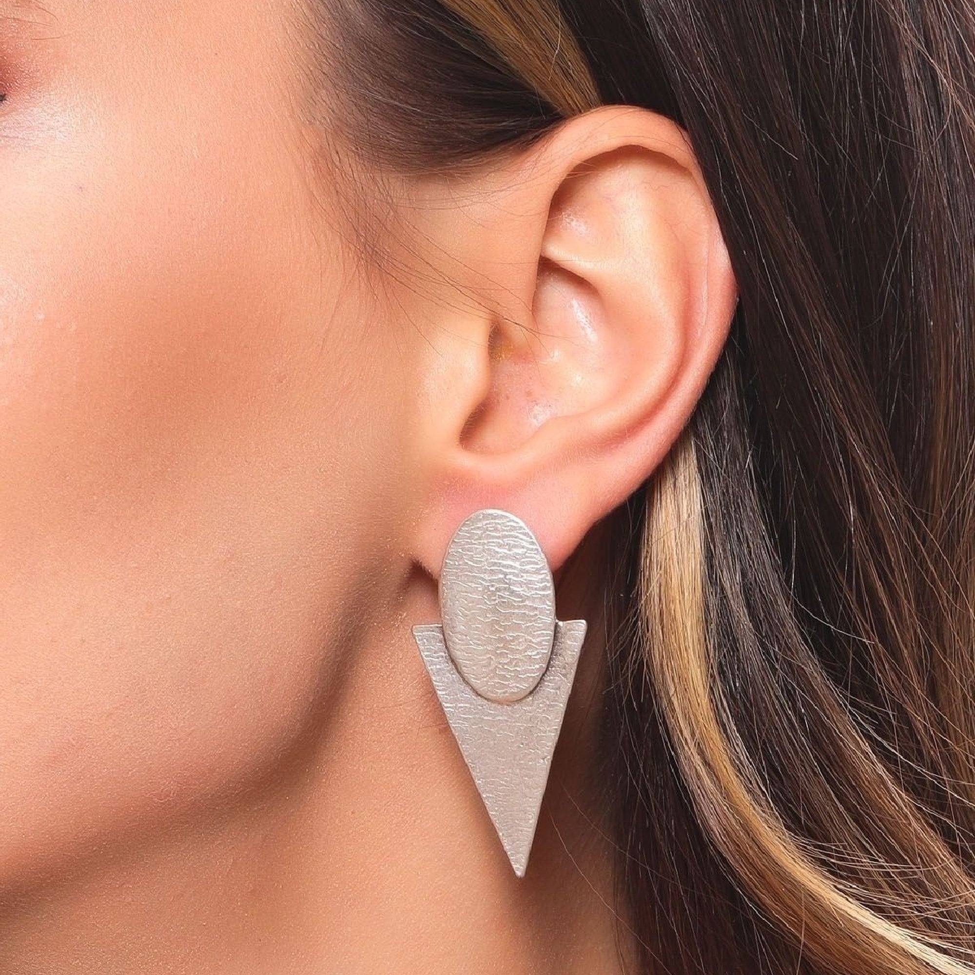 Elegant Antique Silver Plated Geometric Stud Earrings for Women