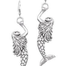 Antique Silver-Plated Mermaid Dangle Earrings for Elegant Women