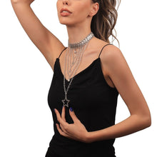 Elegant Antique Silver Plated Star Charm Multi-Chain Necklace for Women
