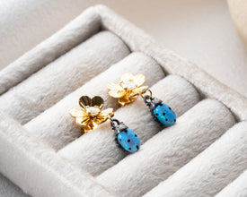 Blue Ladybug Earrings as a unique bridesmaid gift
