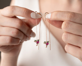 Hummingbird earrings wrapped as a sentimental gift