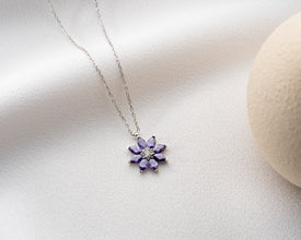 Romantic amethyst flower pendant necklace, a thoughtful anniversary gift.