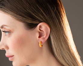 Dainty handmade earrings with sunset colors and cosmic sparkle