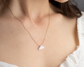 Opal Cloud Necklace Ð Minimalist Sterling Silver/Gold, Fire Opal Pendant, Dainty Celestial Jewelry, Dreamy Gift for Women & Dreamers