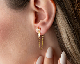 Festival fashion: layered lotus earrings with fringe jacket