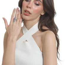 Dainty Antique Silver Plated Flower Ring for Elegant Women