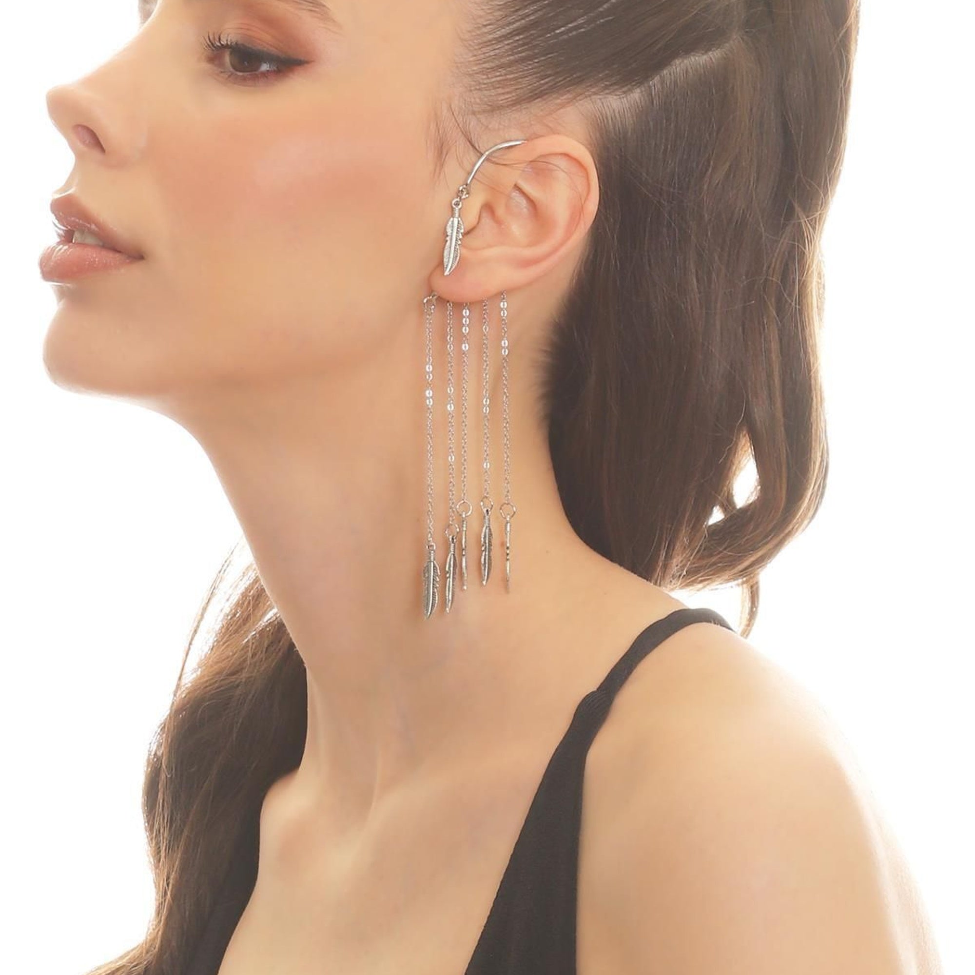 Dainty Gold-Plated Leaf Charm Ear Cuff & Cartilage Earring for Women