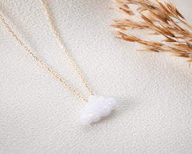 Opal Cloud Necklace Ð Minimalist Sterling Silver/Gold, Fire Opal Pendant, Dainty Celestial Jewelry, Dreamy Gift for Women & Dreamers