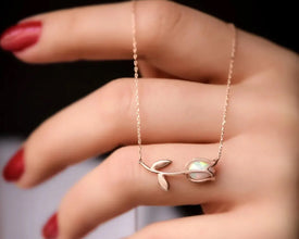 Elegant opal flower pendant in silver, nature-inspired necklace